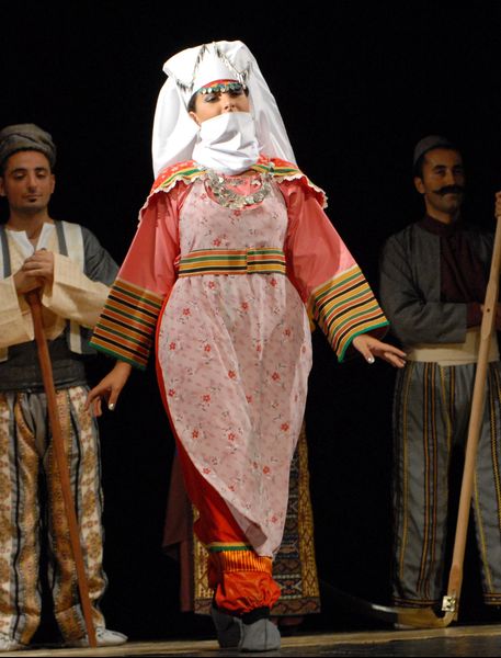 Exhibition of Armenian traditional costumes (taraz) of the Istanbul-Armenian  Song and Dance Assemble 'Dalar' at Gyumri State Drama Theatre after V.  Ajemyan
